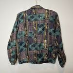 Vintage Deadstock 100% Silk Bomber Jacket Size Petite Medium Abstract Patchwork Photo 7