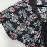 Daytrip Top Women Small Multi Paisley Crochet Lace Trim Kimono Boho Festival Y2K Photo 2