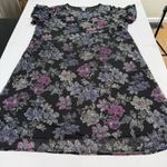 Catherines  Black Purple Floral Chiffon Flutter Sleeve Midi Dress Size 4X Photo 9