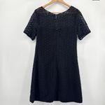 Lilly Pulitzer Black Lace Sheath Dress Short Sleeve Button Neck SZ 10 Silk Lined Photo 5