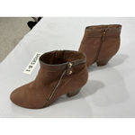 Womans Style & Co Jenell Size 9 M Brown Zip Blockmheel Ankle Boots Photo 2