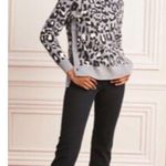 Stella & Dot  Sweater Womens Medium Leopard The Side Button Gray Photo 1