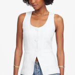 Madewell 100% Linen Scoopneck Cutaway Vest White Classic Tailored Slim US 8 NWT Photo 0