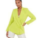 Pretty Little Thing NWT Lime Woven Ruched Side Oversized Blazer size 4 Photo 0
