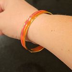 Trina Turk 💕💕 Enamel Bagle Bracelet ~ Orange and Pink Gold Plated One Size NWT Photo 5