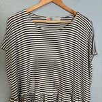 Free People  Beach Striped Black‎ and White Short Sleeve Ruffle Top Photo 3