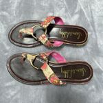Sam & Libby Womens Pink Thong Sandals 8.5 Colorful Summer Low Wedge Tropical Photo 2