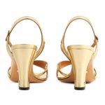 Gucci  GG Gold Metallic Leather Cross Over Strap Slingback Sandals High Heels Photo 4