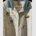 Holiday Time Skating Christmas Penguins Button Down Shirt Top Womens Size X-Large 16/18 NWT Photo 1