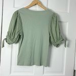 Gap  Ribbed Puff Sleeve Top Green Scoop Neck Stretch Coquette Y2K Office Career S Photo 3
