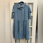 Torrid  Sky Blue Mini Chambray Tiered Shirt Dress Plus Size 1X Western Chic Photo 9