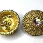 Vintage Avon Womens Earrings Dome Shaped Jewel Embellished Gold Tone Photo 4