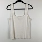 Calvin Klein  Square Neck Knit Tank Top Cream Women's Size Large Rayon Logo Photo 7