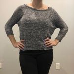 Joyce Leslie  Short Grey and Navy Light Sweater 3/4 Sleeves Crew Neck Photo 1
