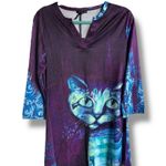 Lily by Firmiana Womens Tunic Dress Sz M Purple Blue Cat Kitten V Photo 1