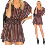 Rails  Lucca Brava Stripe Mini Dress Smocked V-Neck Linen Blend Size Small Photo 1