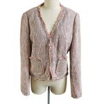 Rebecca Taylor Pink Tweed Fringe Trim Blazer Jacket Women’s Size 10 Photo 2