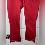 CAbi Maroon Capri Cut Frayed End Trim Hi-Low Crop Zipper Button Jeans Sz 4 Photo 3