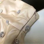 Natasha Zinko Strapless Peplum Tube Top Gold Embroidered Pom Pom Flowers sz 4 Photo 7