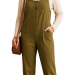 Aedvooer Olive Green Linen Blend Button Photo 0