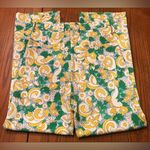 ZARA Green & Yellow Floral Abstract Print High Waist Stretch Cropped Pants XS Photo 15