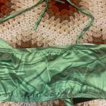 Satin Crisscross Halter Neck Backless Corset Top Green Size L Photo 3
