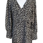 Lulus Floral Prairie Long Sleeve Mini Faux Wrap Dress XL Black Girly Danty NWT Photo 0