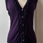 The Limited  Ruffle Trim Sleeveless Cardigan Photo 0