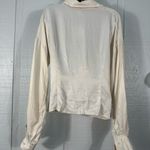 Topshop  Knot Front Ivory  Satin Long Sleeve V Neck Top Size 4 NWT Photo 5