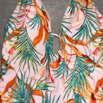 Gianni Bini NWT Pastel Pink Tropical Print Halter Top One Piece Swim Suit Beach Photo 2
