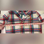 Ralph Lauren LRL  Plaid Fleece Nightgown Women's Size Medium Snowflakes Pockets Photo 3