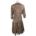 Lilac Brown Leopard Animal Print Collared Puff 3/4 Sleeve A Photo 2