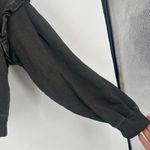 Something Navy Something Navy Taylor Ruffled Hooded Sweatshirt Charcoal Gray Crop Small Hoodie Photo 8