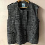 April, May Dark Gray Glen Plaid Wool Blend Vest EUC Size L Size L Photo 6