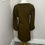 Madewell  Texture & Thread Green Crepe Button Front Dress with Balloon Sleeves M Photo 2