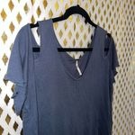 Free People Bittersweet Cold Shoulder Dark Blue crop top ruffles blouse size XS Photo 2