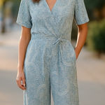 89th + Madison Womens M Paisley‎ Blue Monochrome Jumpsuit Romper Size M Photo 0