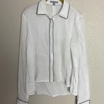 Zac Posen Zac  White Button Down Shirt Black Piping Photo 3