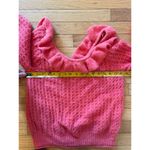 Anthropologie  Wool blend Sweater Coral Pink Ruffle Boat Neck Waffle Knit medium Photo 4