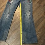 Jessica Simpson  Low Rise JeansY2K Fray Flare Floral Painted‎ Denim Women's 8 Photo 10