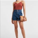 EXPRESS Super High Waisted Paperbag Waist Denim Midi Shorts - Size 8 Photo 3