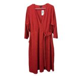 Torrid NWT ‎ Red Orange Textured Knit Surplice Wrap Dress Size 2X Photo 3