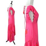Free People Tropical Hawaiian Hibiscus Hot Pink Floral Maxi Dress Size 0 XS Photo 9