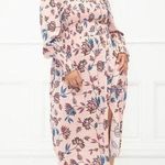 Eloquii Floral Midi Dress Womens 22 Pink Smocked Square Neck Boho Cottagecore Photo 0