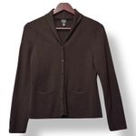 Eileen Fisher  Womens Cardigan PS Italian Yarn Brown Shawl Collar Minimalist Knit Photo 0