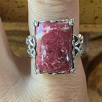 Norwegian Thulite Sterling Silver Cocktail Ring Size 8 Red Photo 0