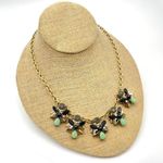 J. Crew Stunning Statement Rhinestone Necklace crystals gold tone jade onyx styl Photo 1