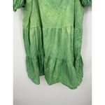H&M  Green Tie Dye Mini Dress Peasant Puff Sleeve Tiered Boxy Women Size Small Photo 4