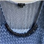 Komarov Ombre Dress with Scoop Beaded Neckline and Sheer Shoulders Tiered Large Blue Photo 2