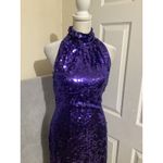 Nitelin Vintage Petite Purple Sequin Halter Neck Backless Cocktail Dress 8P Size undefined Photo 1